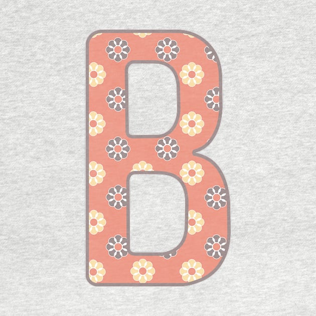 MONOGRAM LETTER B PINK FLORAL TYPOGRAPHY DESIGN by Rhubarb Myrtle